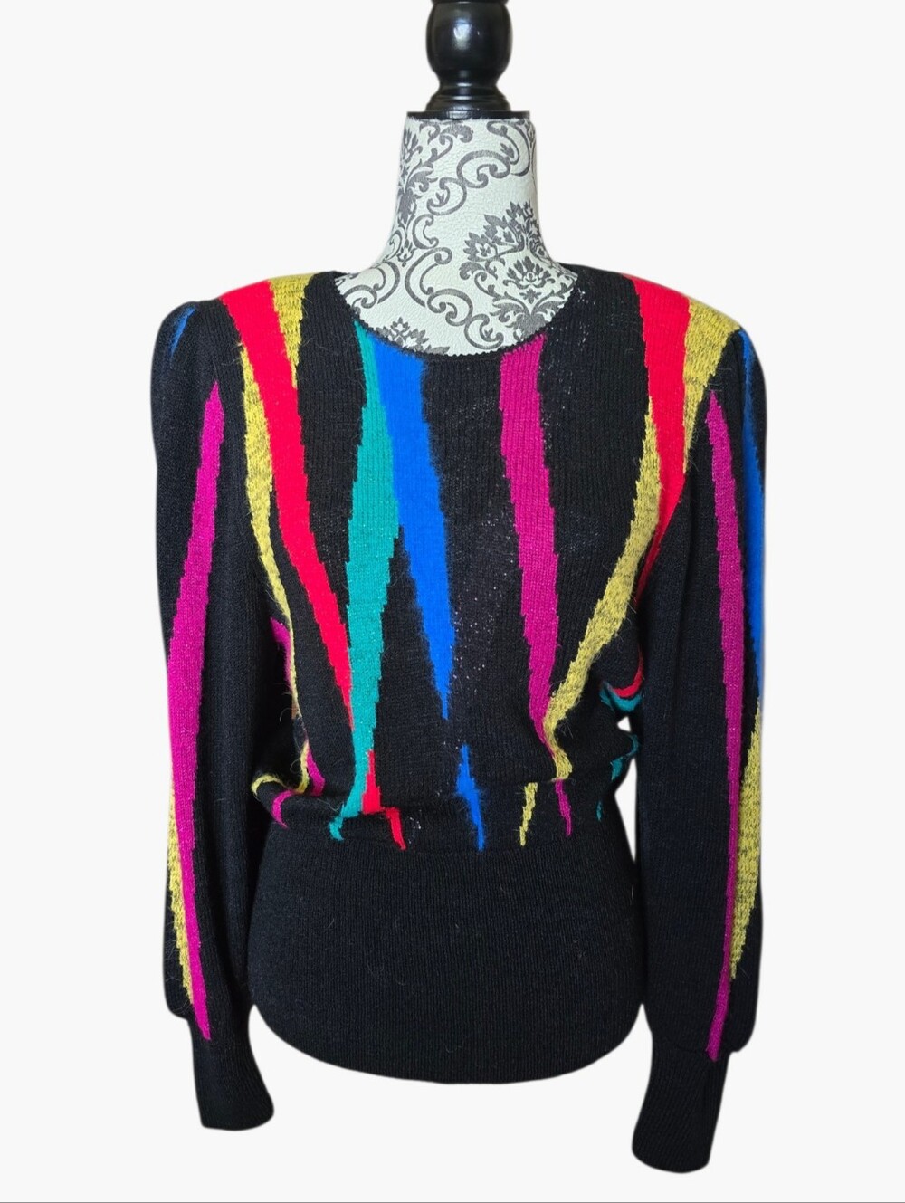 Vintage 80s Franco Valeri Abstract Stripe Knit Sweater